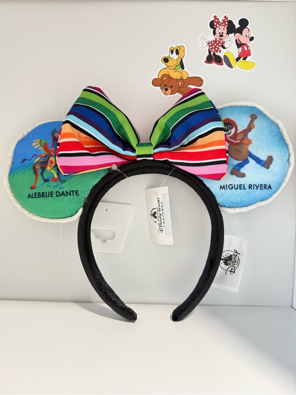 Disney Multicolor Stripe Bow Coco Minnie Ears Headband